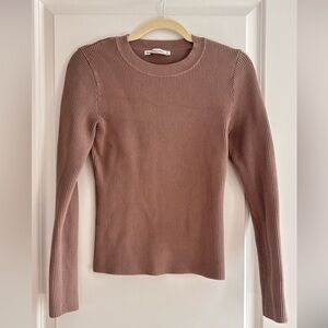Abercrombie & Fitch Ribbed Crewneck Top - Tan/Brown
